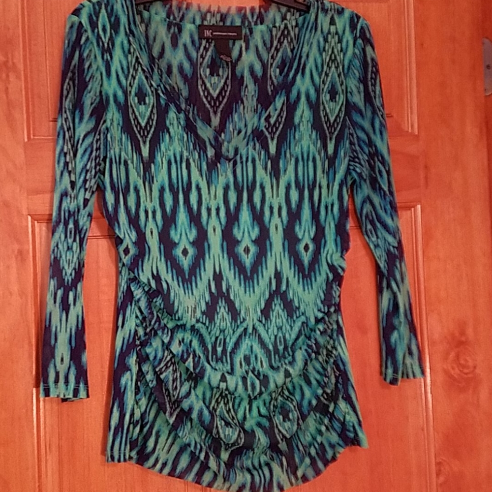 INC ruched print blouse